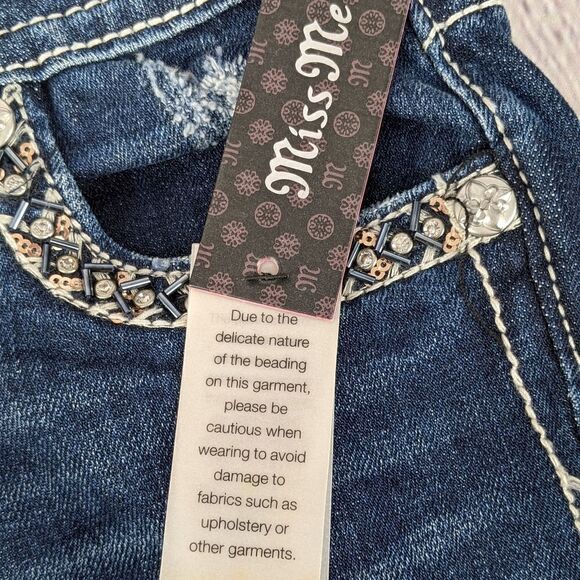 NWT Miss Me Center Stage Super Short Cutoff Jean Shorts - Size 24 - Picture 5 of 13